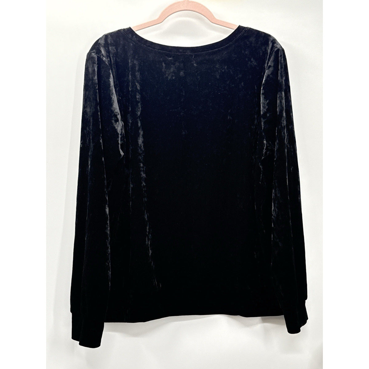 Matty M Black Velvet Top XXL Long Sleeve Stretch Soft Minimalist