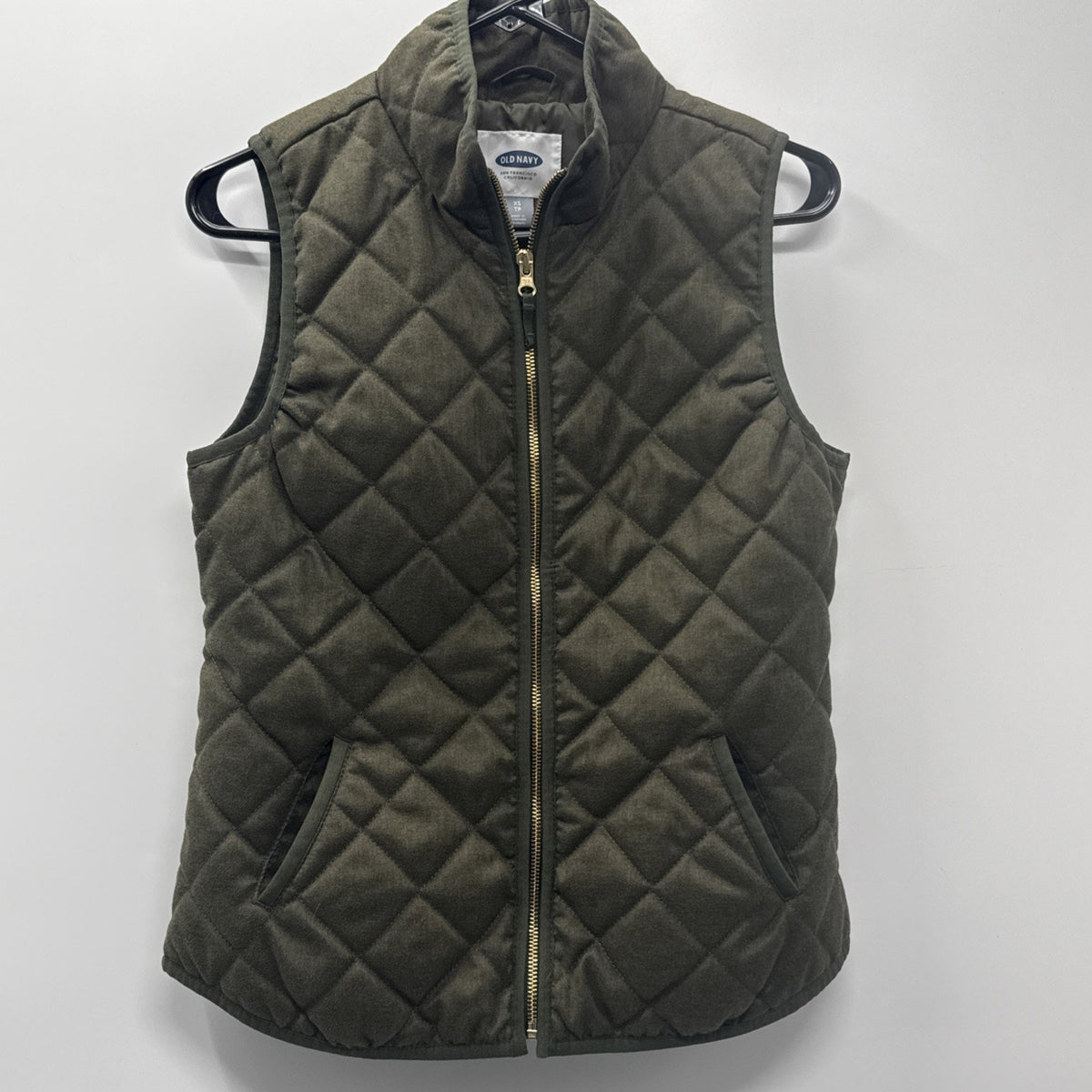 Old Navy Olive Green Quilted Full Zip Puffer Vest Women’s Size X-Small