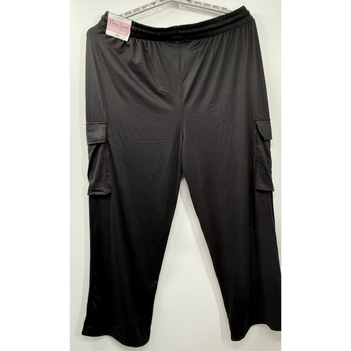 No Comment Plus 3X Cargo Pants Pull On Elastic Waist Black Stretch NWT
