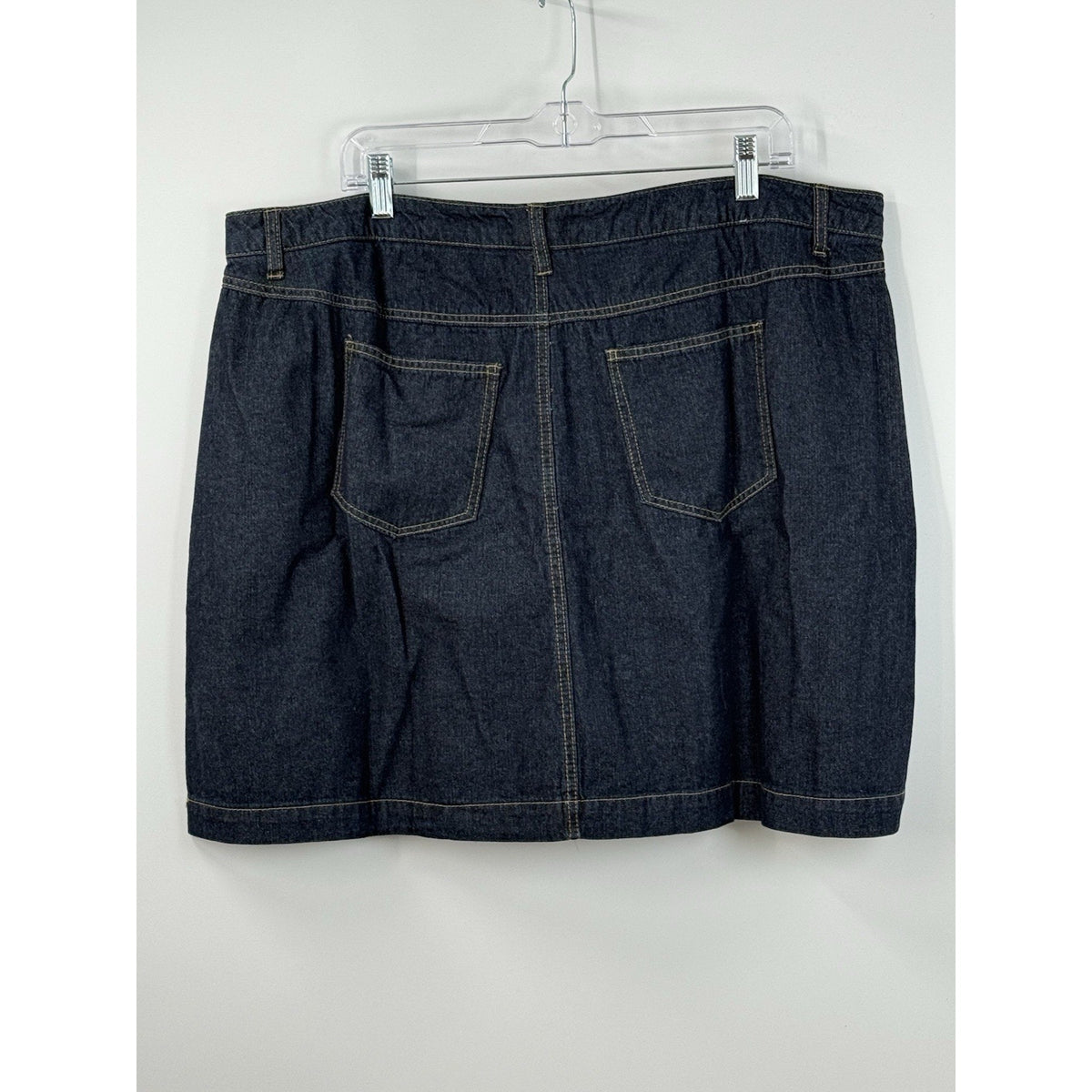 Woman Within Denim Skirt 18W Dark Wash Cotton Blend Pockets Knee Length