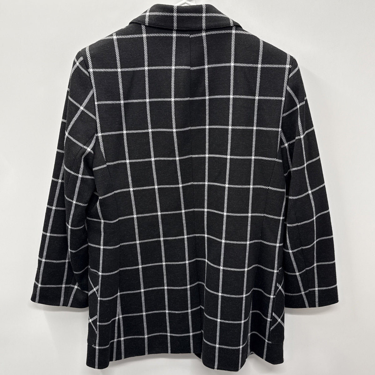 Anne Klein Boyfriend Windowpane Open Front Blazer Women’s Size Small 3/4 Sleeve