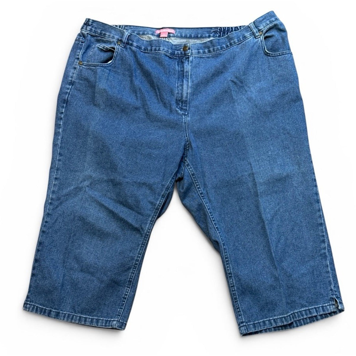 Woman Within Denim Capri Jeans Plus Size 26W Side Elastic Waist 100 Cotton