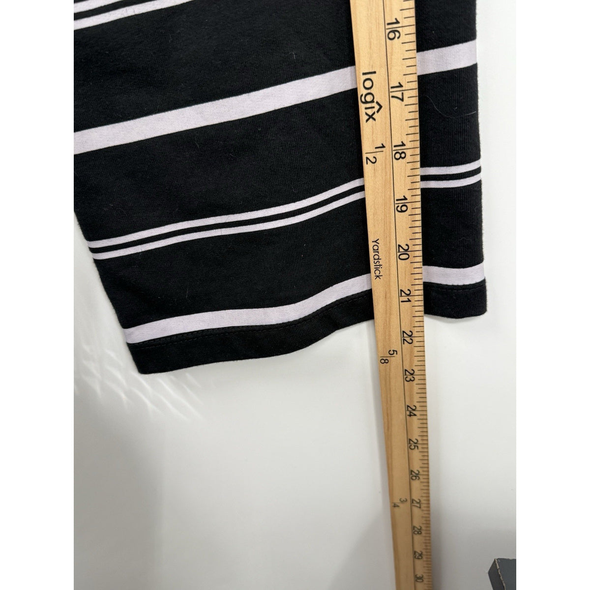June + Vie 1X Black White Striped Hoodie Pullover Kangaroo Pocket No Drawstring