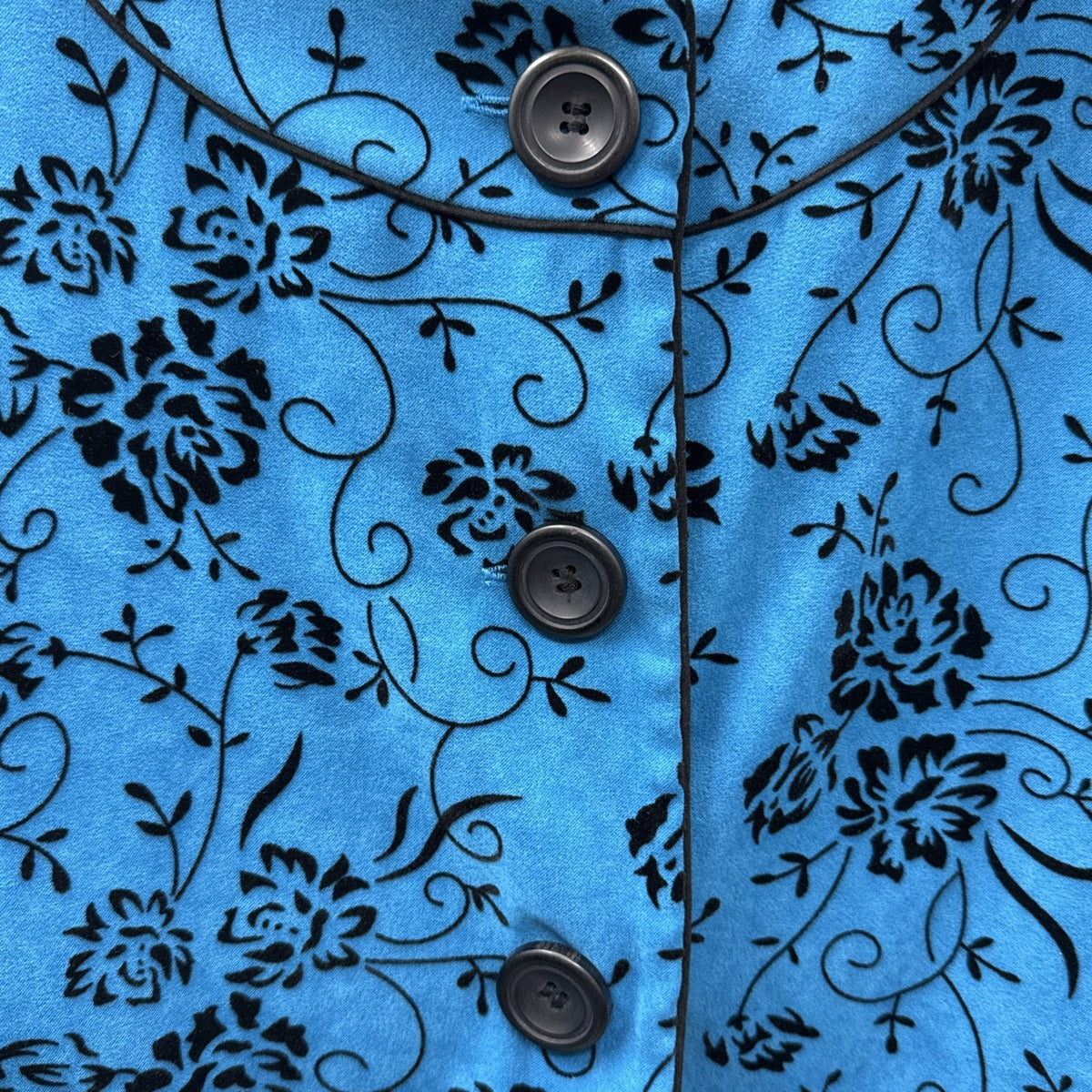 Elementz Women's Velvet Button Down Blazer Jacket LARGE Blue/Black