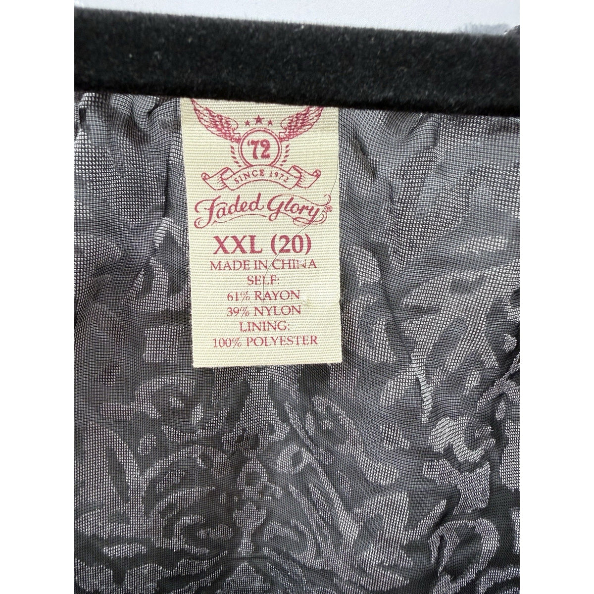 Faded Glory XXL 20 Velvet Burnout Sheer Top Grey Floral Whimsigoth Fairy