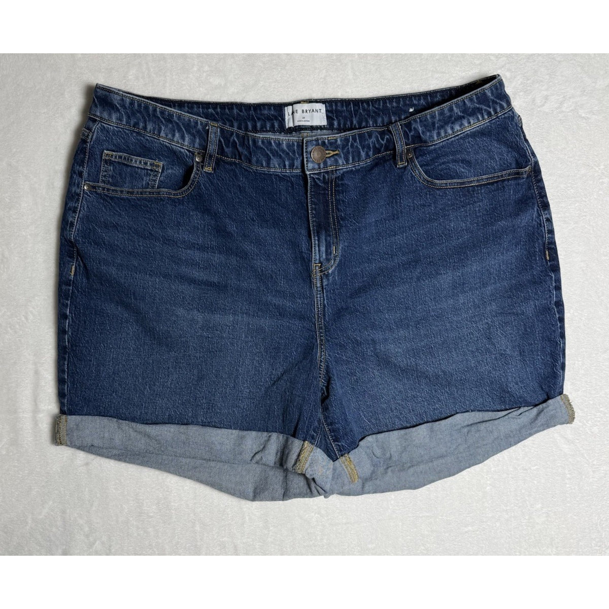 Lane Bryant Mid Rise Boyfriend Denim Shorts Women’s Size 20 Cuffed Plus Blue