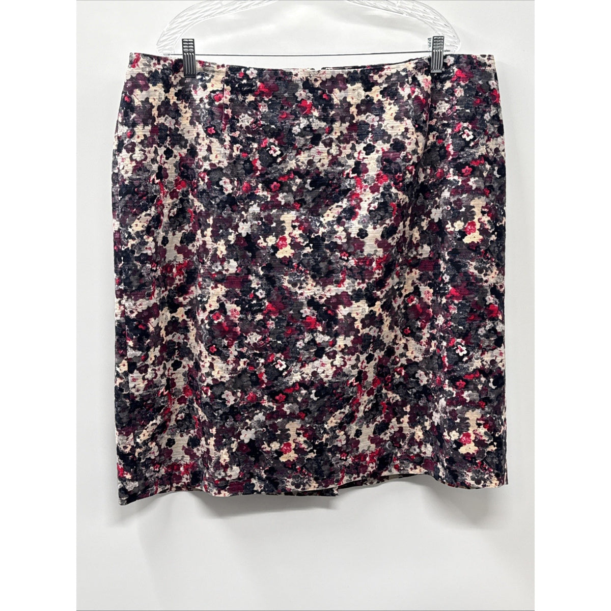 Talbots Purple Pink Gray Floral Pencil Skirt Career Womens Size 20W Back Zipper