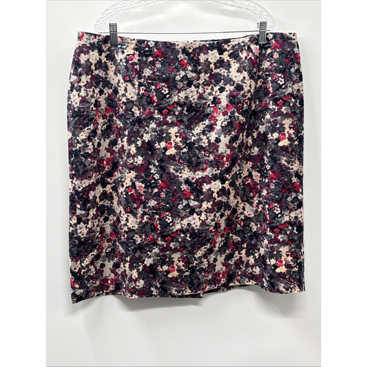 Talbots Purple Pink Gray Floral Pencil Skirt Career Womens Size 20W Back Zipper
