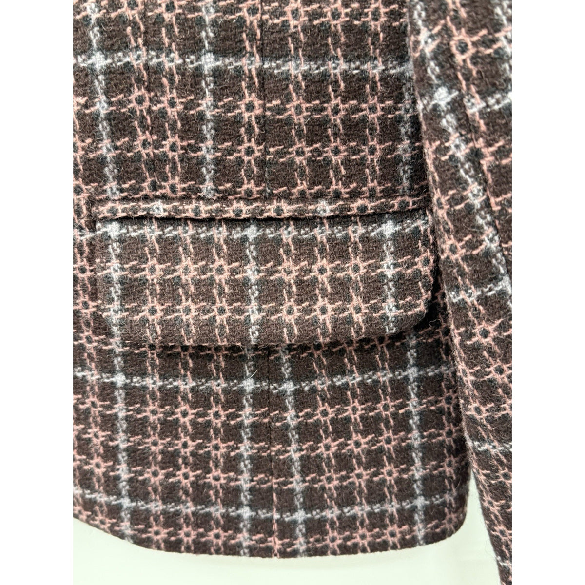 Amanda Smith Petites 10P Wool Blend Plaid Blazer Brown Pink Academia Jacket