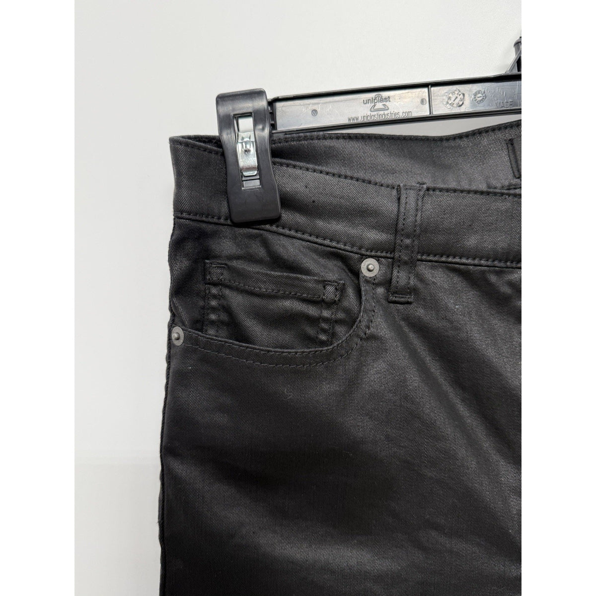 Banana Republic High Rise Slim Jeans 28/6 Black Coated Leather Look Stretch