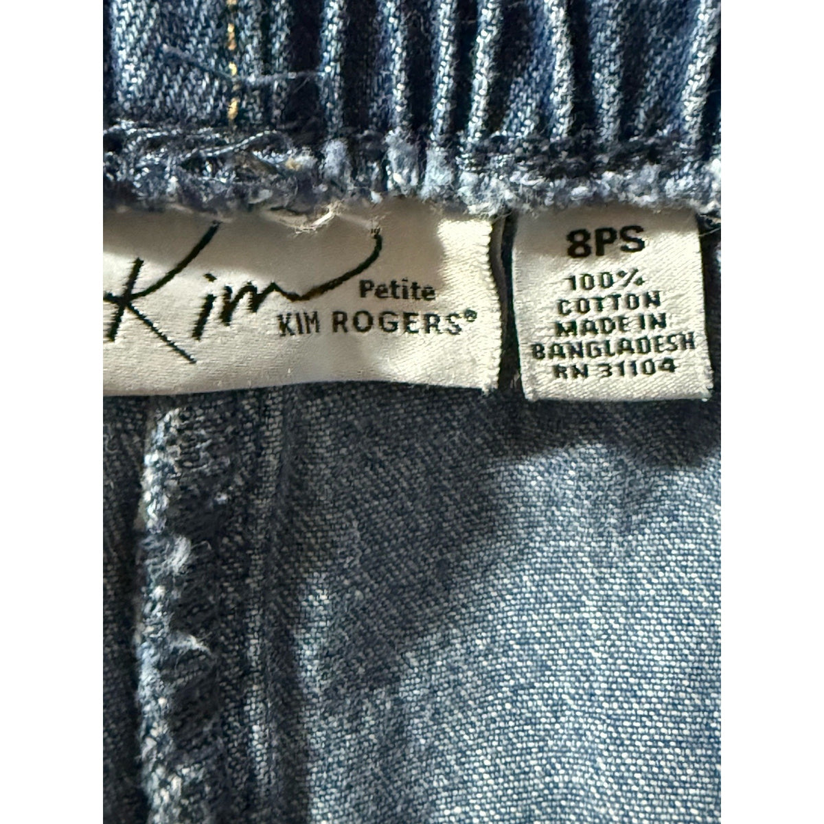 Kim Rogers Women's Petite 8P Blue Medium Wash High Rise Elastic Waist Tapered