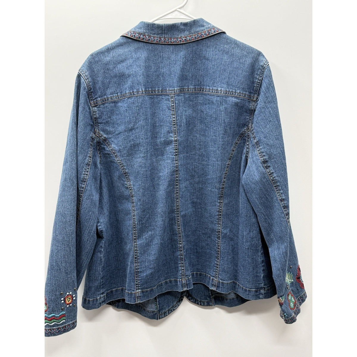 Ruby Rd Embroidered Denim Jacket Boho Western Southwestern Artsy Festival No Tag