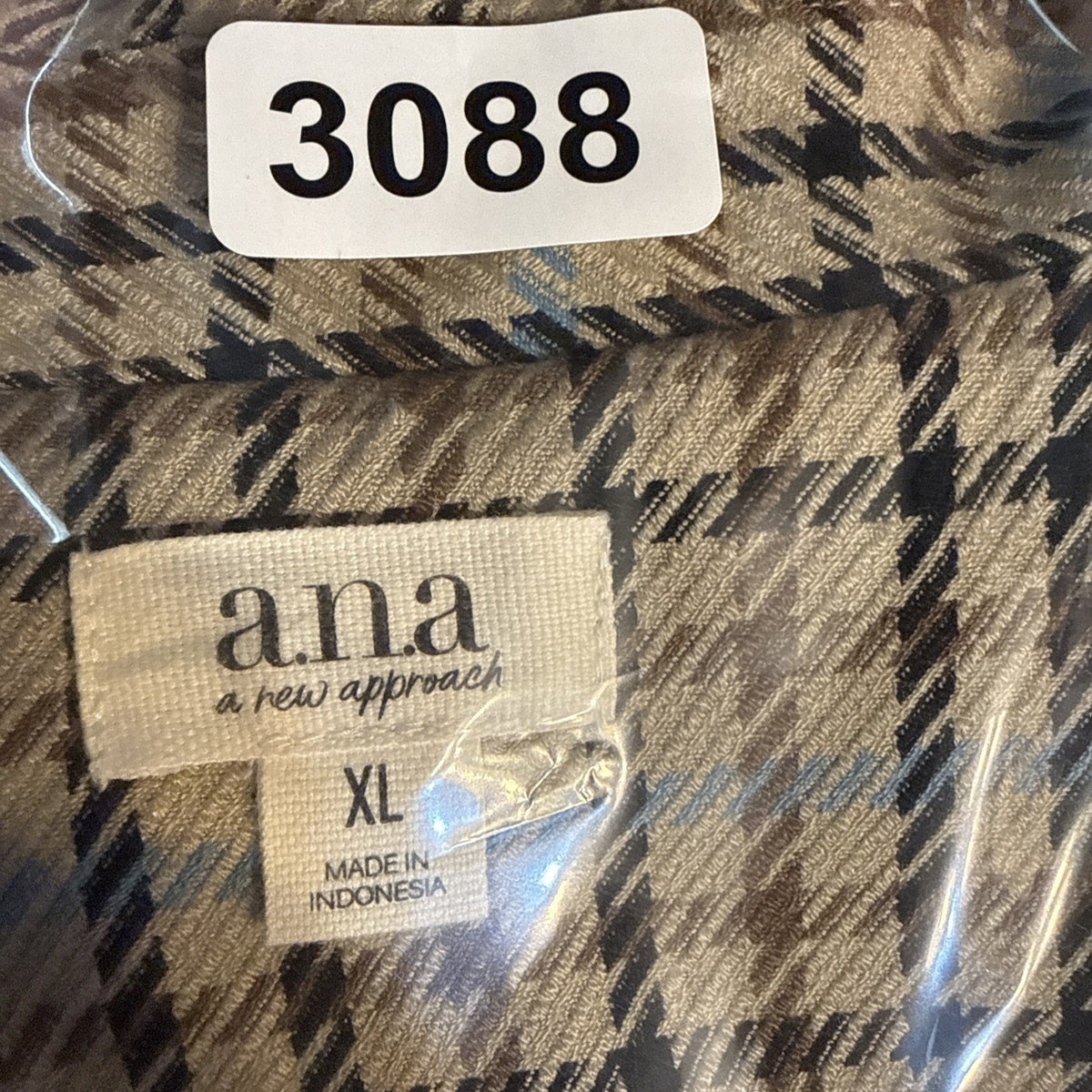 a.n.a Plaid Blazer Jacket XL Brown Blue Stretch Classic Preppy Academia