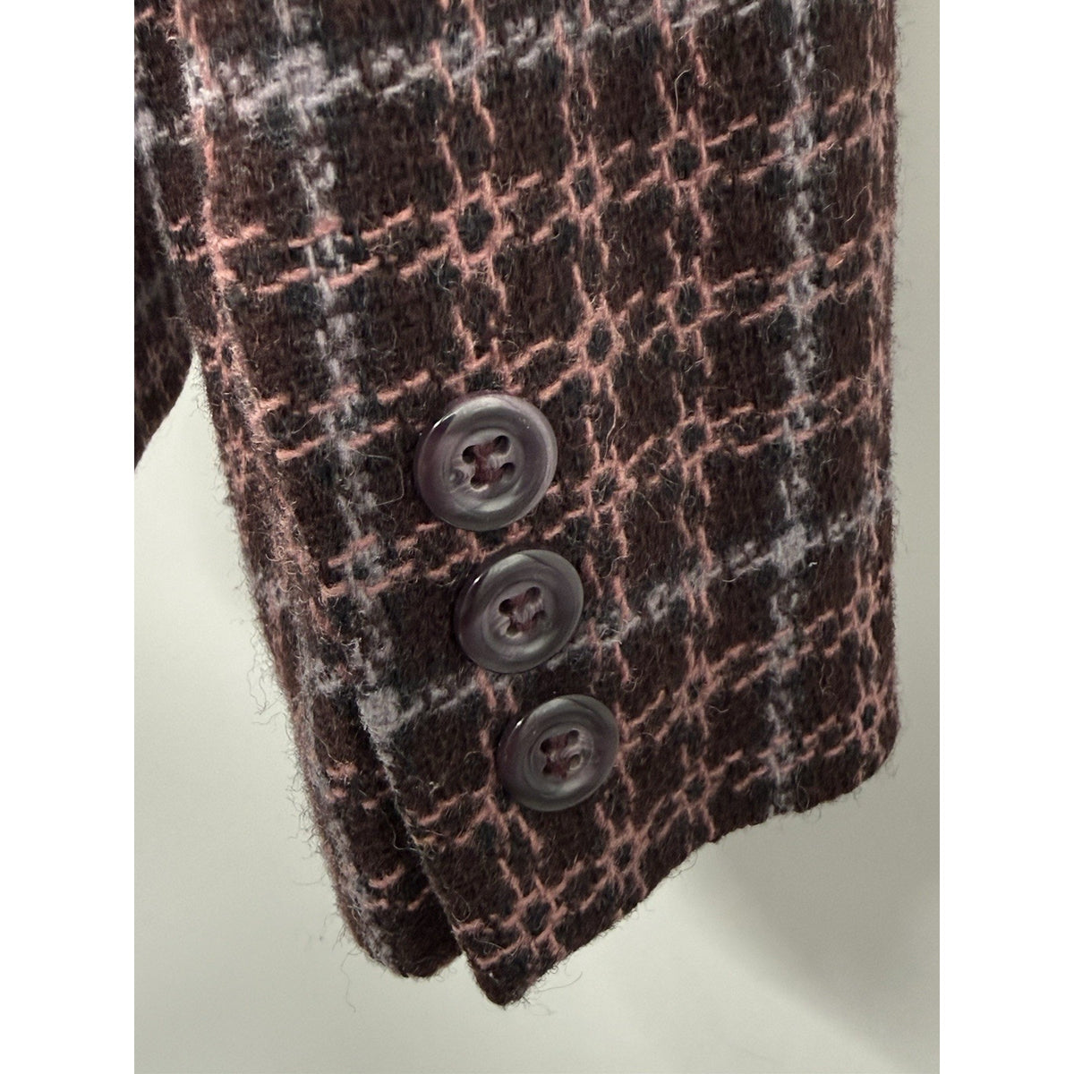 Amanda Smith Petites 10P Wool Blend Plaid Blazer Brown Pink Academia Jacket