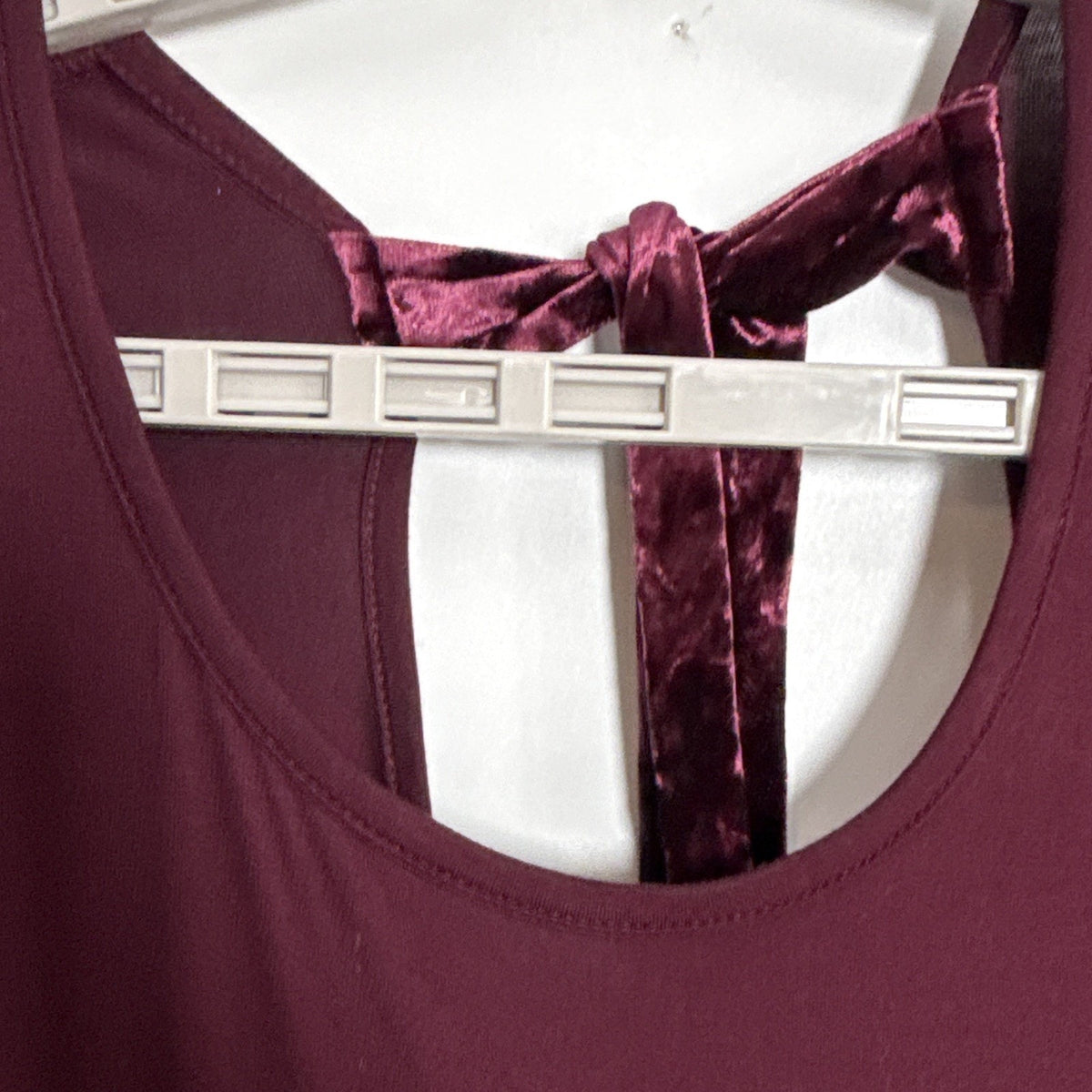 Cha Cha Vente Womens Plus Burgundy Scoop Neck Tunic 3/4 Sleeve Stretch Velvet