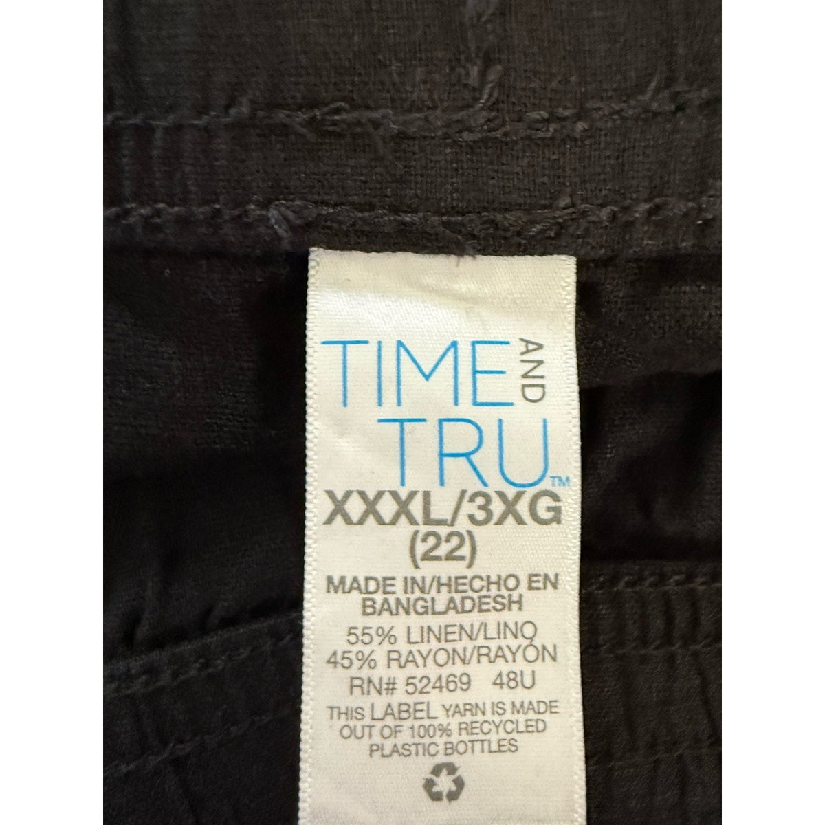 Time and Tru Black Linen Blend Pull On Shorts Women’s XXXL 22 Relaxed