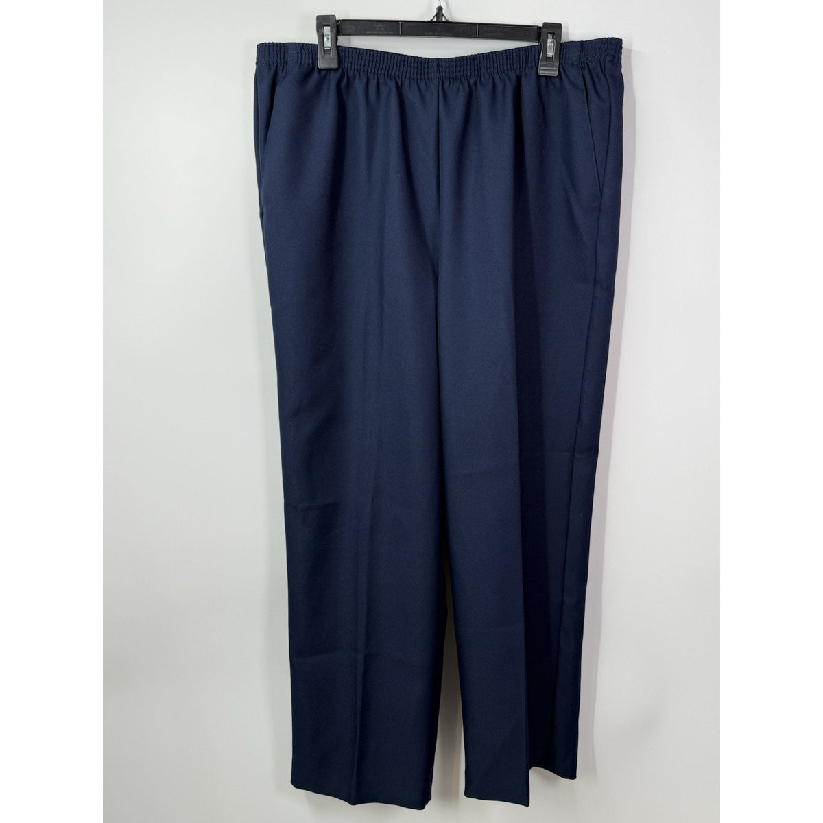 Alfred Dunner Women’s 16W Navy Pull-On Pants Flat Front Pockets Stretch