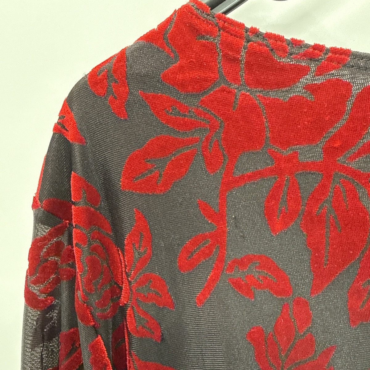 90s Womens Velvet Top XL Whimsigoth Dark Romantic Floral Rose Witchy Girl