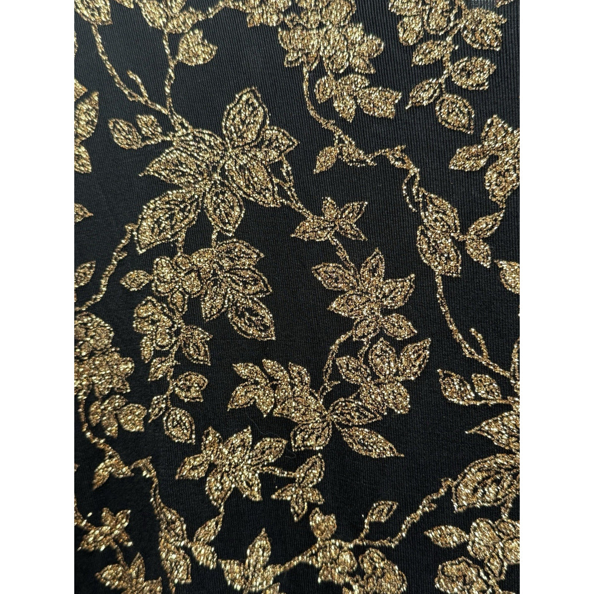 Metaphor Gold Floral Glitter Tank Top Black Slinky Sleeveless Evening Blouse