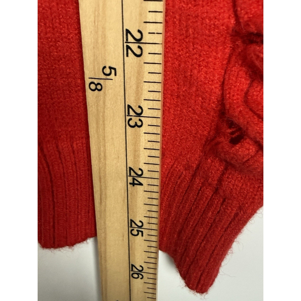 Eva Mendes Red Turtleneck Sweater 3X Cable Sleeve Detail Soft Knit Cozy Bold