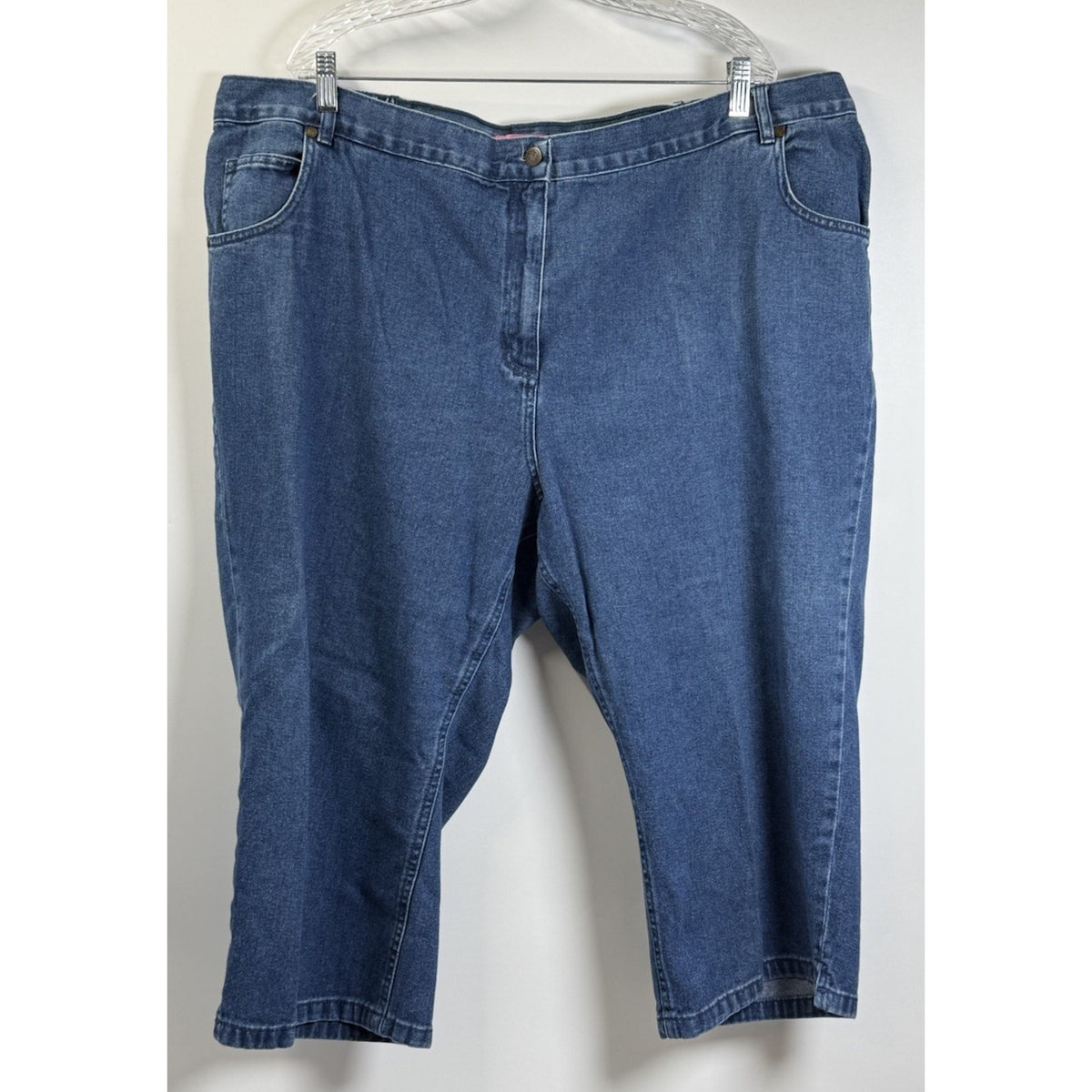 Woman Within Denim Capri Jeans Plus Size 26W Side Elastic Waist 100 Cotton