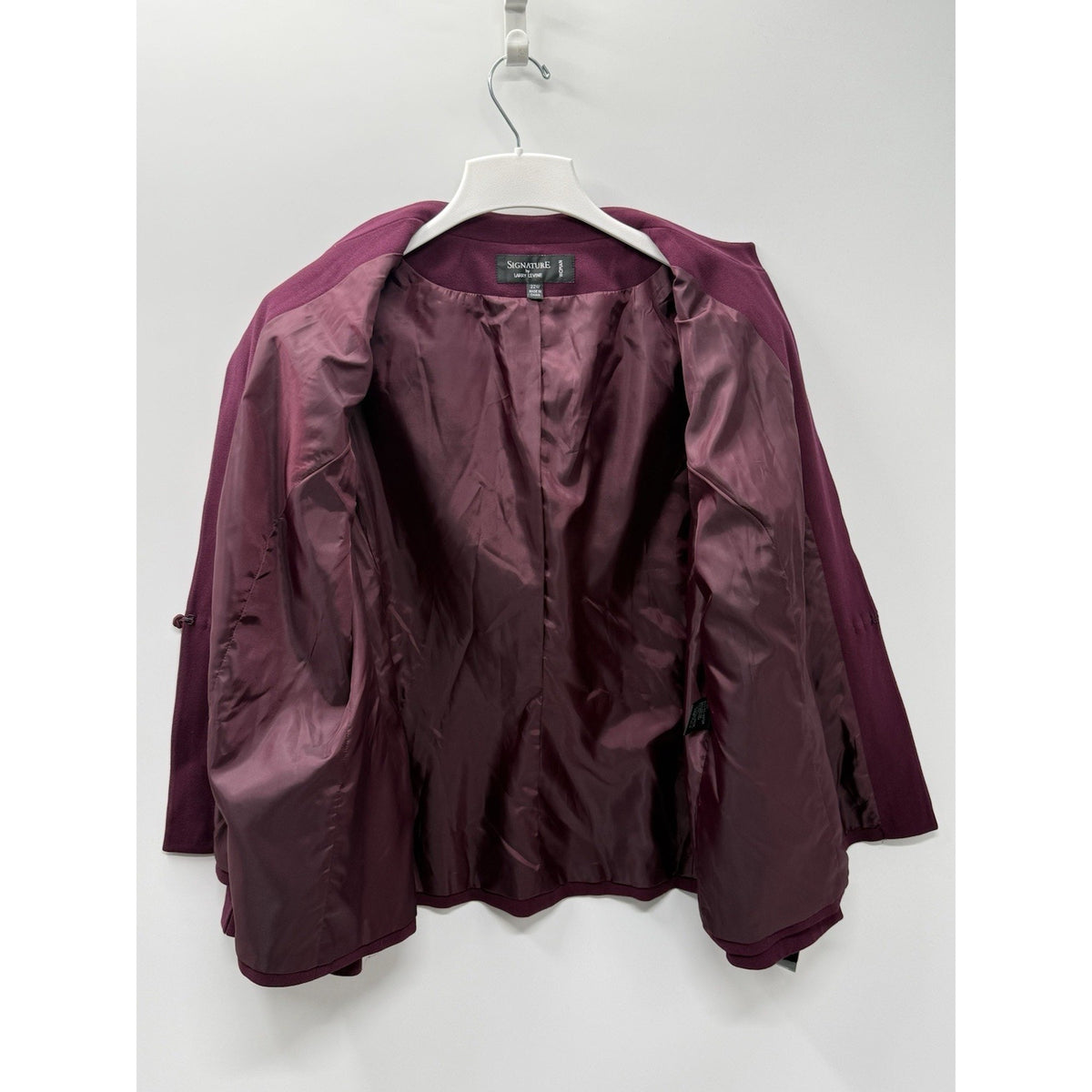 Signature By Larry Levine 22W Merlot Open Front Blazer Jacket NWT Plus Size