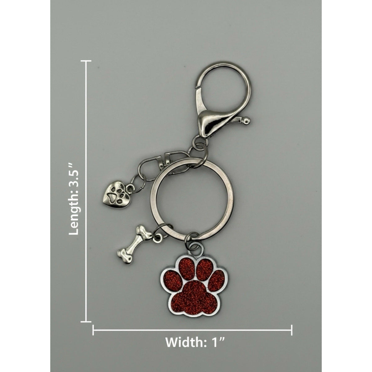 Ruby Ember Paw Glitter Dog Keychain Purse Charm Pet Lover Gift Red