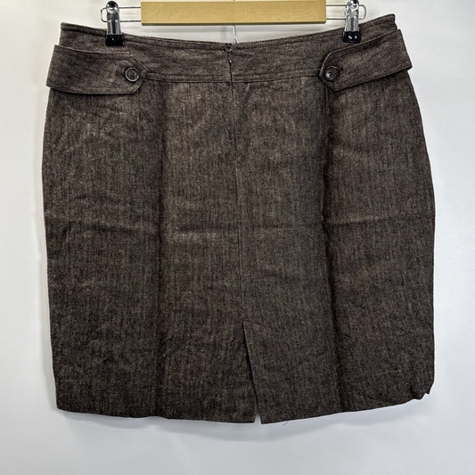 MNG Suit Women's Skirt Size 12 Brown Tweed Linen Blend Back Zip Work Career