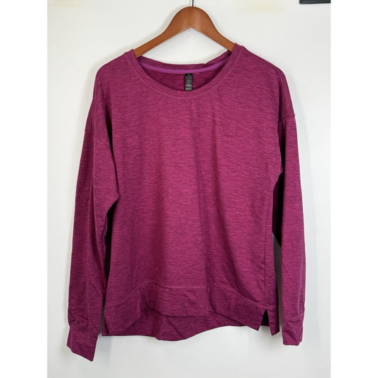 90 Degree by Reflex XL Purple Long Sleeve Active Top Side Slit Hem