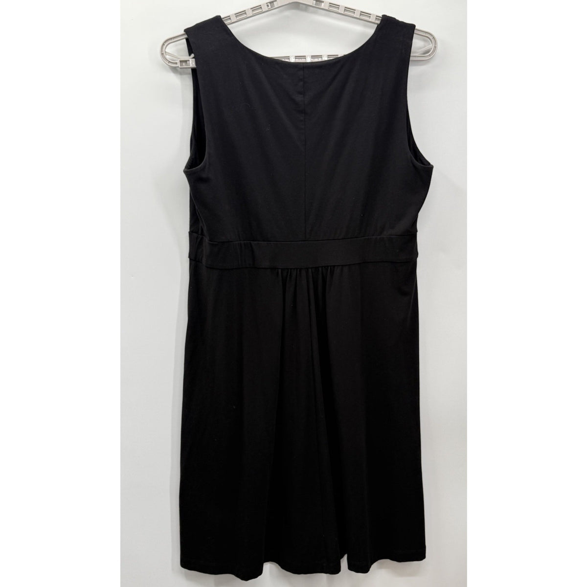 Lands End 2X Black Faux Wrap Dress Stretch Pima Cotton Empire Waist