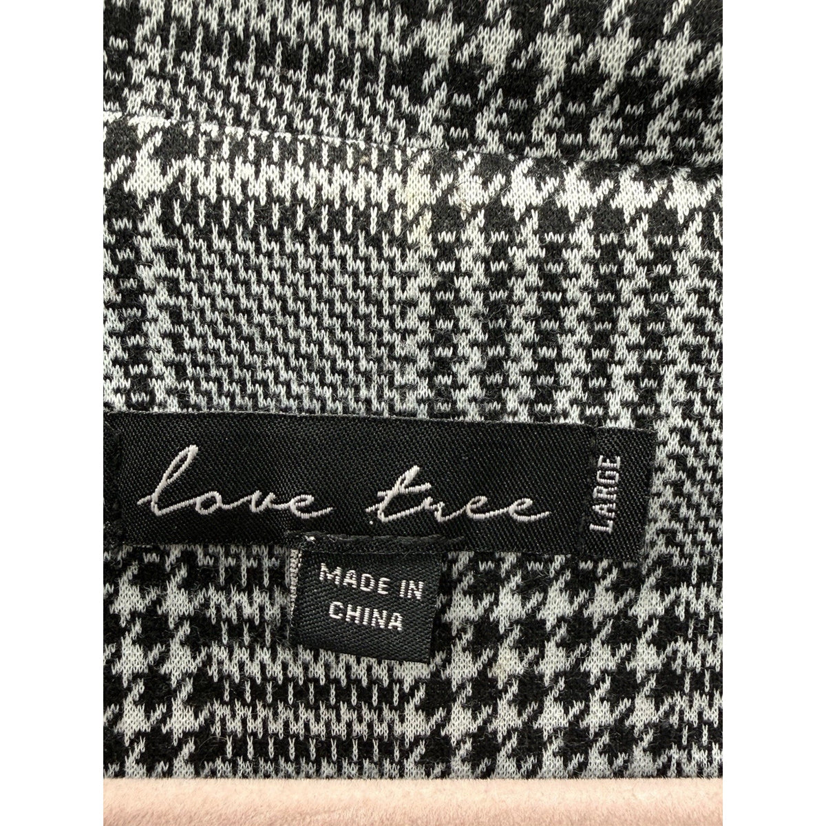 Love Tree Womens L Blazer Black White Plaid Stretch Career Work Jacket