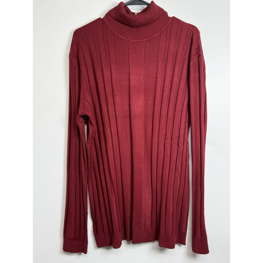 AIOPESON Ribbed Knit Turtleneck Sweater XXL Red Stretch Soft Minimalist Classic