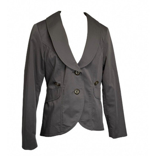 CAbi Work-It Tailored 2-Button Shawl Collar Pleated Blazer Jacket Grey 6