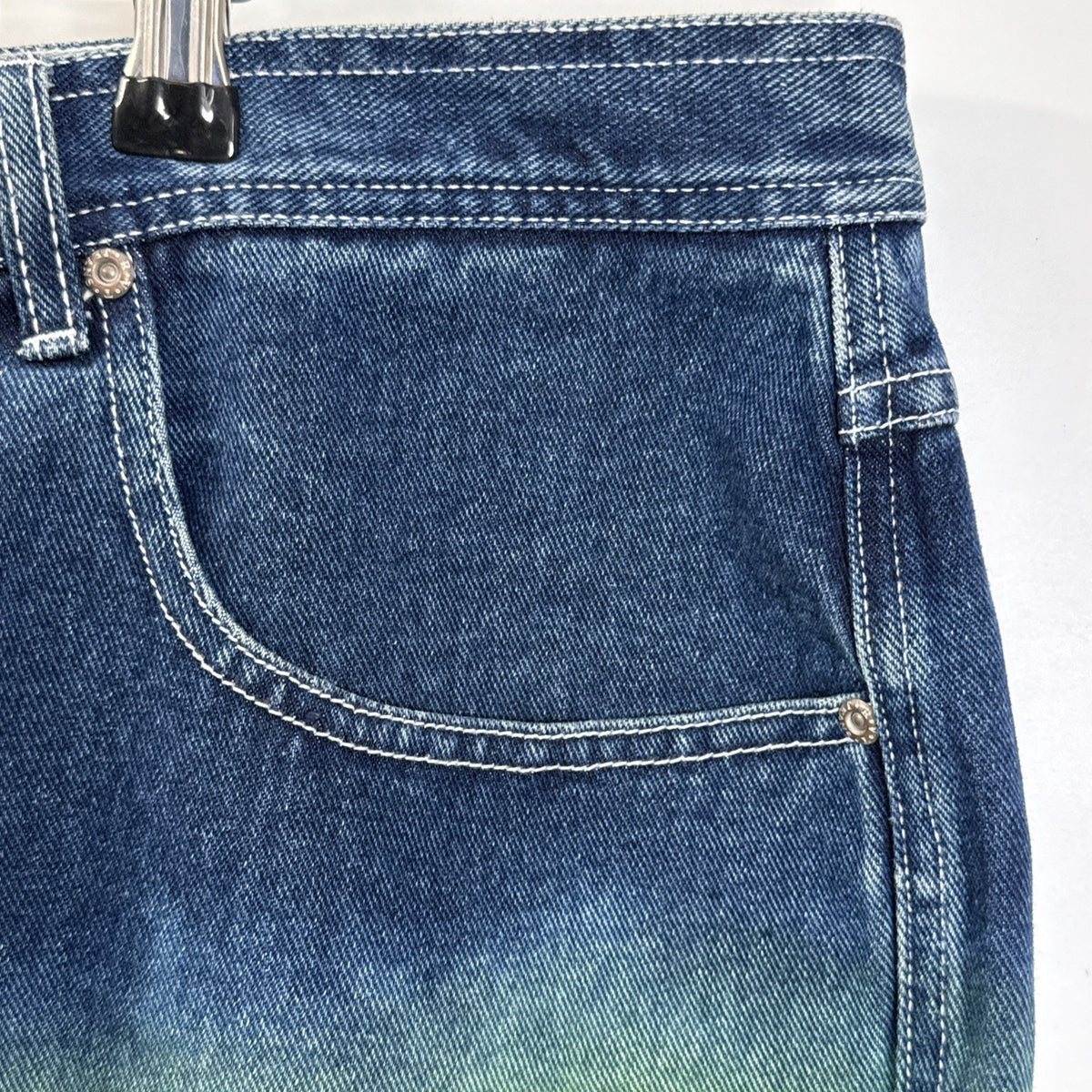RVT Denim Shorts Womens 26 Blue Green Ombre Y2K Skater Baggy Cotton Jean Shorts