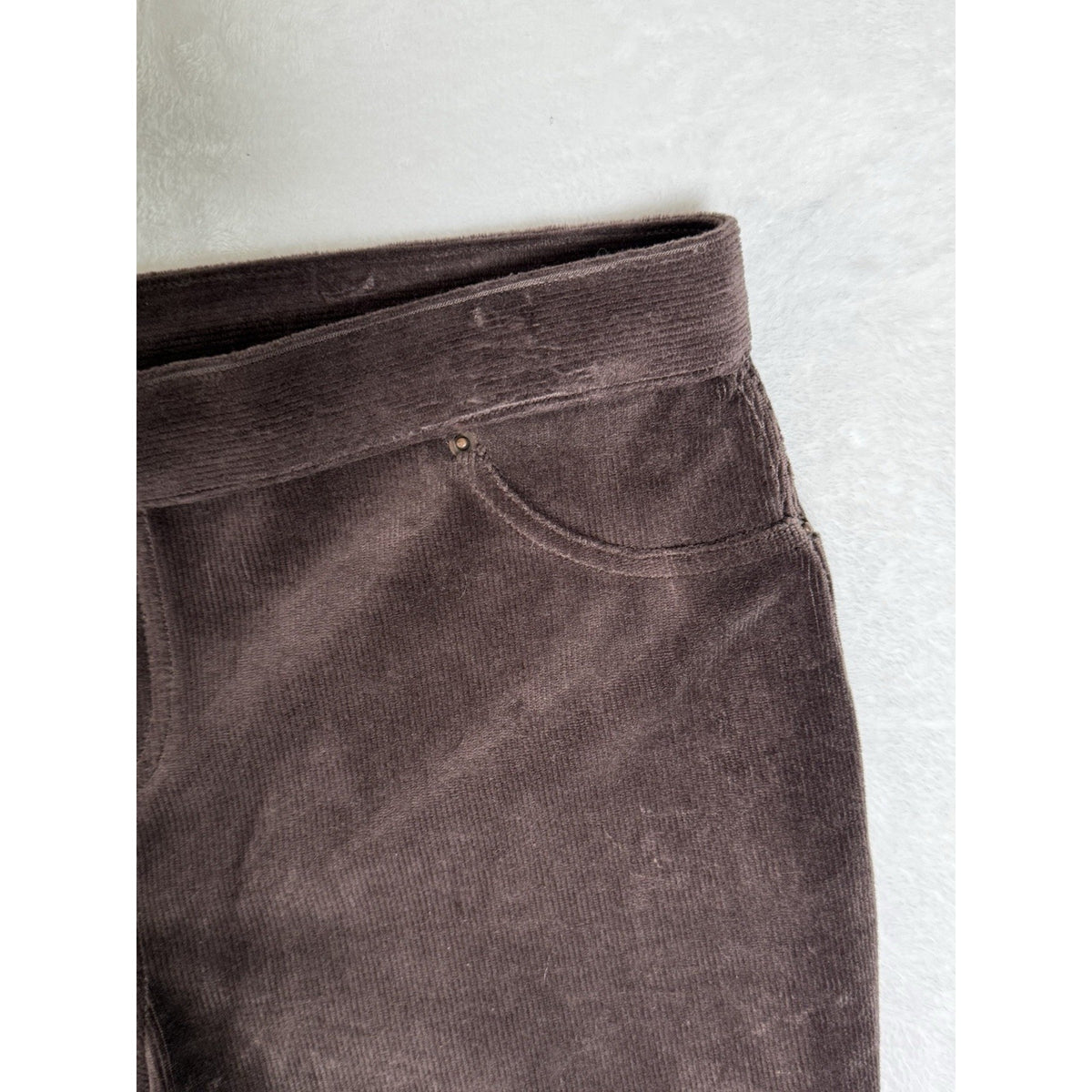 June & Daisy Brown Velour Corduroy Pull On Pants Womens M Stretch Velvet Casual