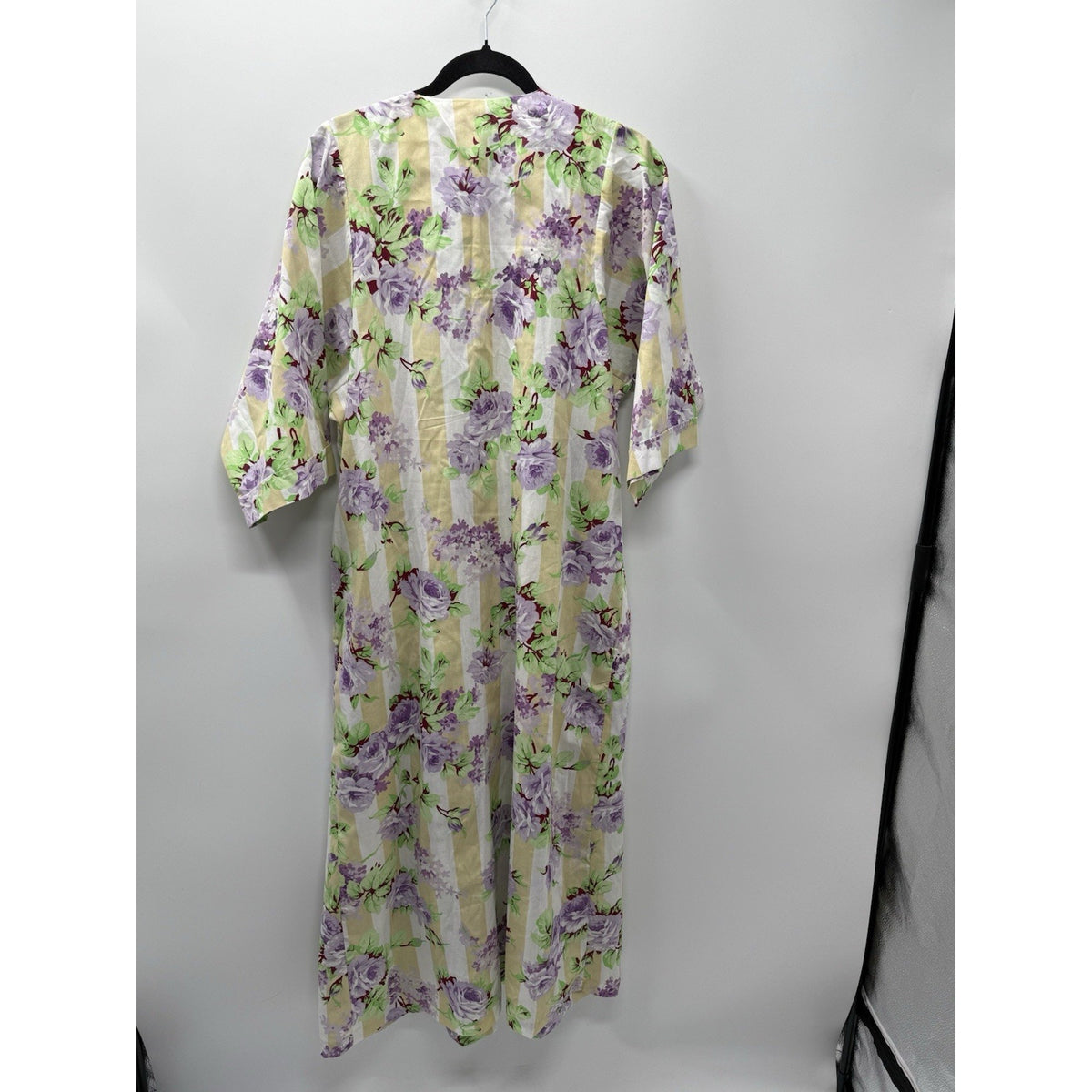 Anthony Richards House Dress Women L Floral Zip Front Pocket Cotton Short Sleeve