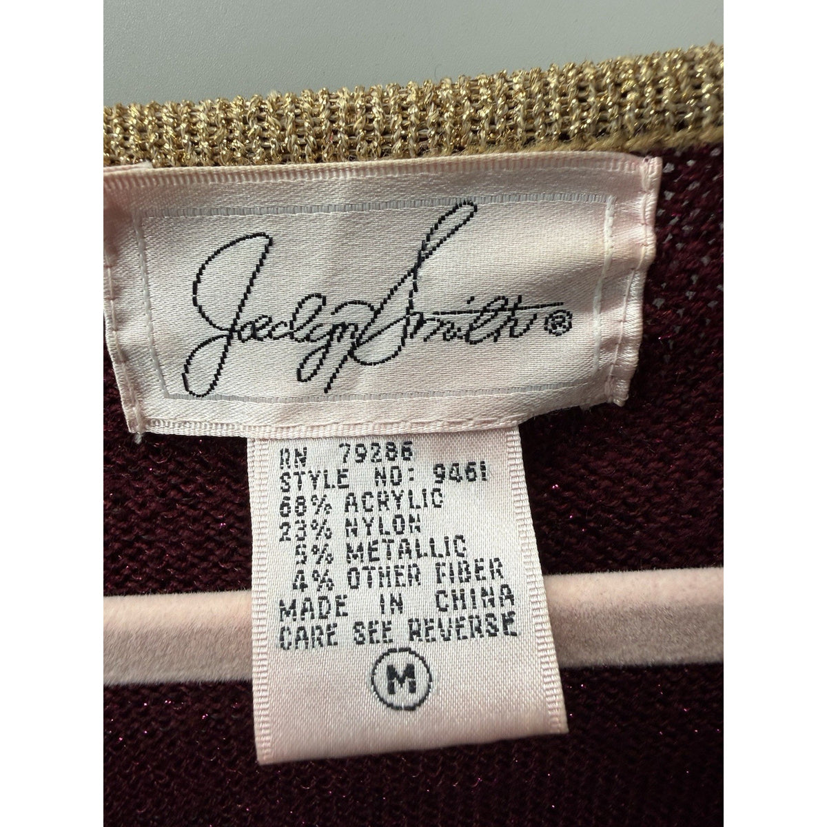 Vintage Jaclyn Smith Cardigan M Burgundy Gold Beaded Metallic Embroidered