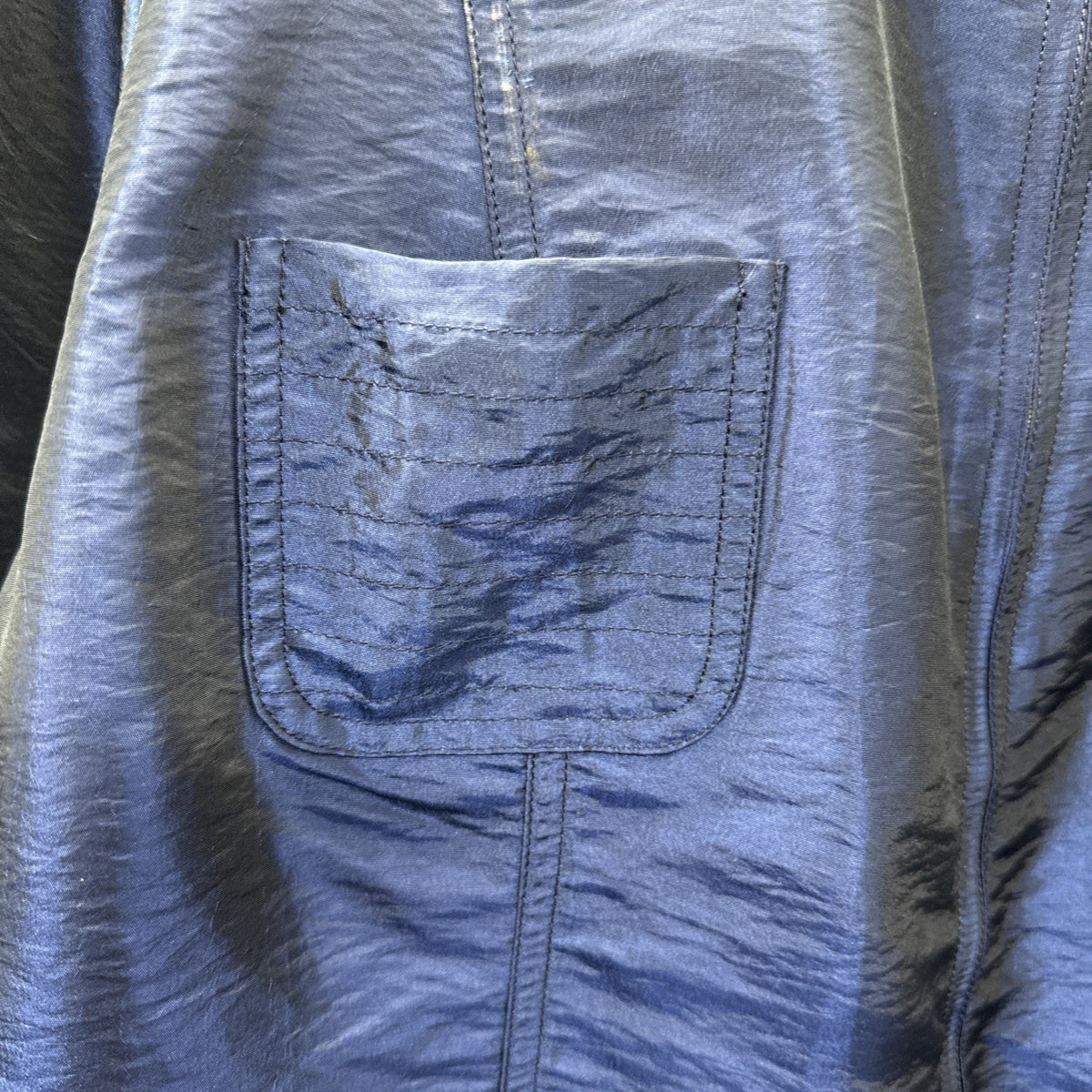 Chico's Shimmering Crinkle Cameron Full Zip Jacket Women's XL/16 Blue Grotto