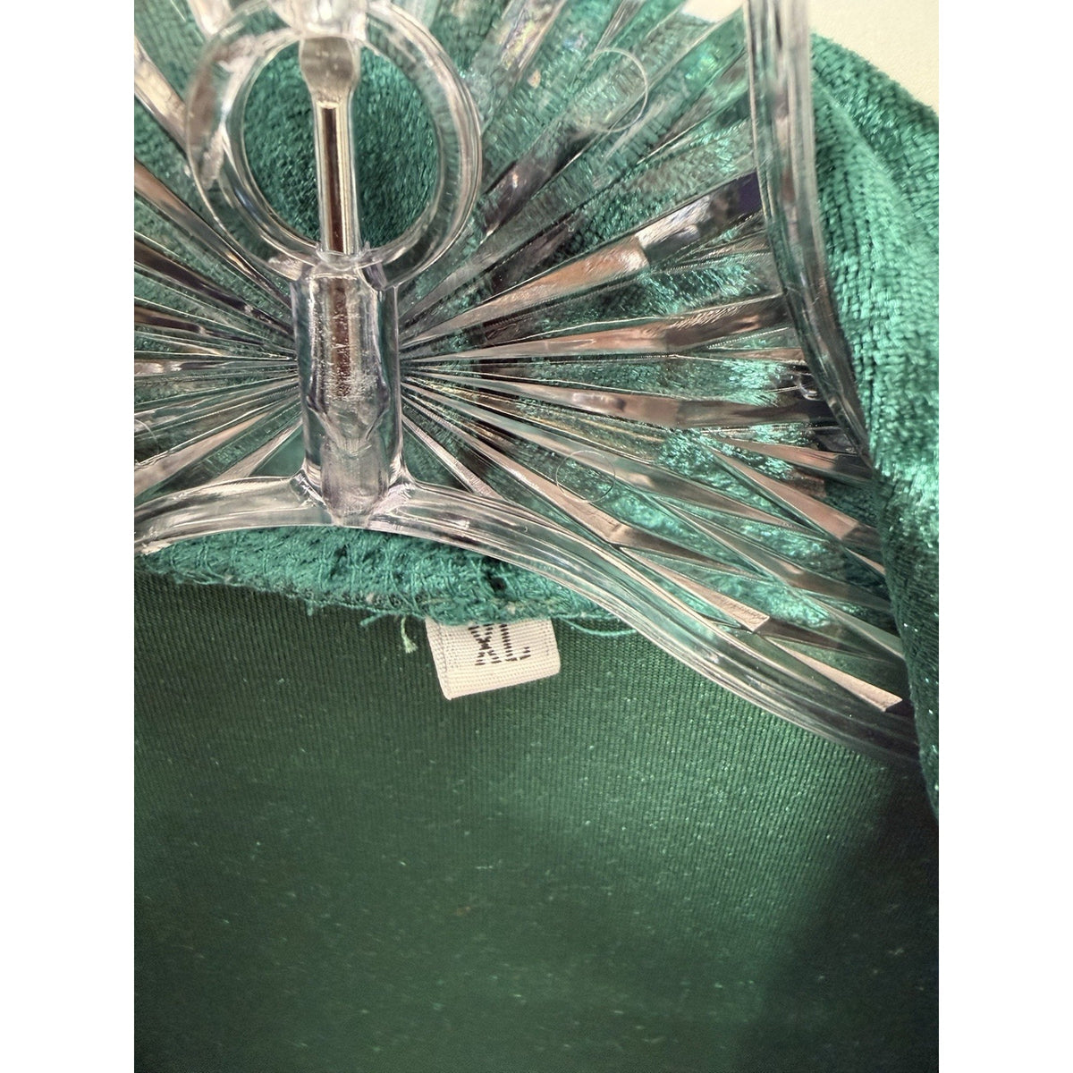 Women’s XL Emerald Green Crushed Velvet Open Front Longline Cardigan Jacket