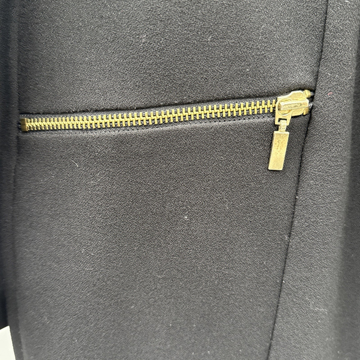 Chico's 0 Sz Small Jacket Black Sleek Crepe Duster Long Sleeve Gold Zip Open