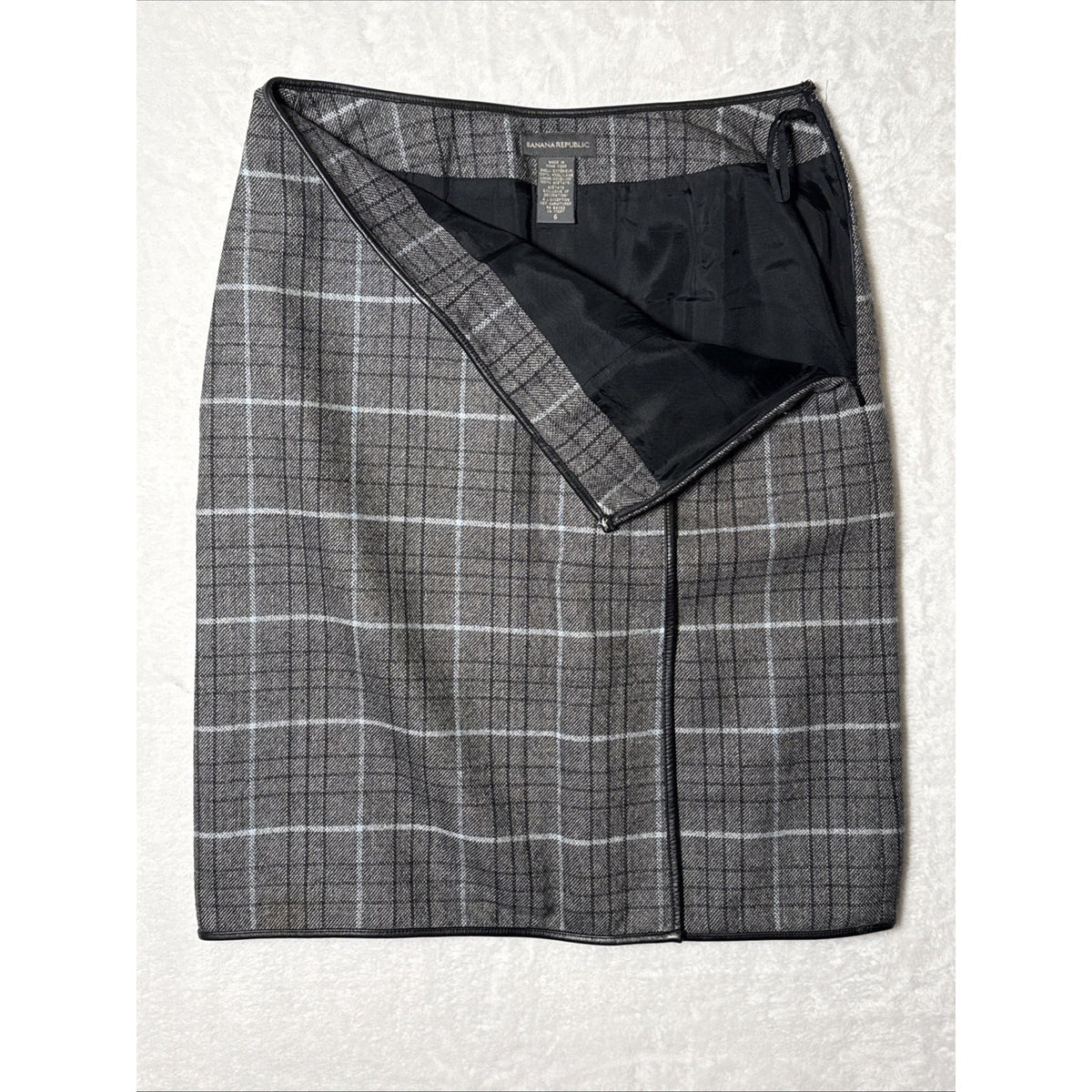 WOMEN’S BANANA REPUBLIC GRAY PLAID WOOL PENCIL SKIRT SZ 6