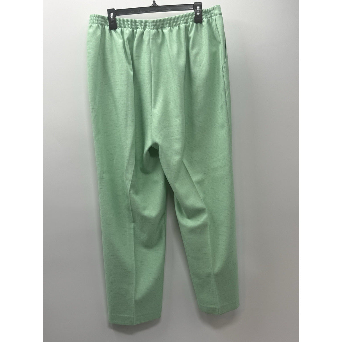 Alfred Dunner Women's 16 W Green Straight Leg Pants Pull On Elastic Waist Flat