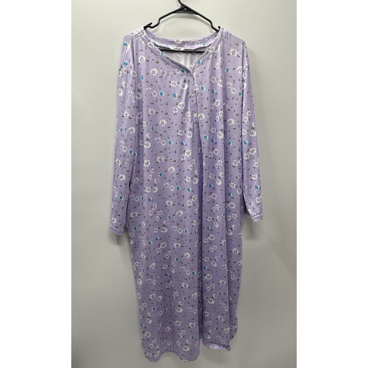 EKOUAER 4X Purple Floral House Dress Nightgown Long Sleeve Pockets Sleepwear