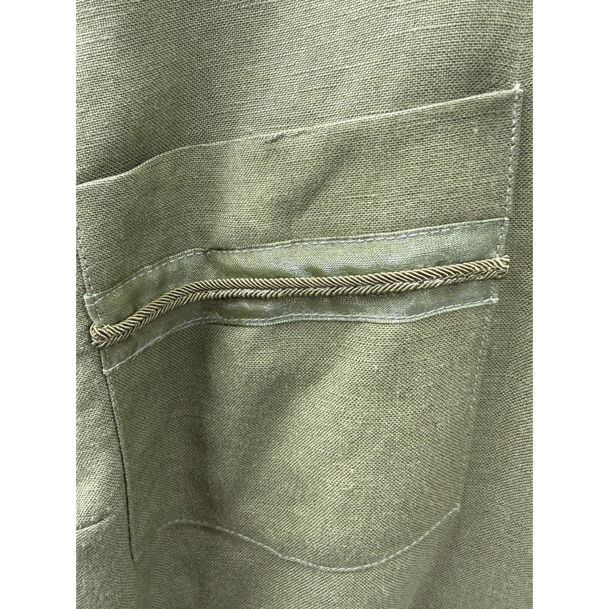 Crazy Horse Collection L Olive Green Button Front Roll Tab Blouse Tunic Pockets