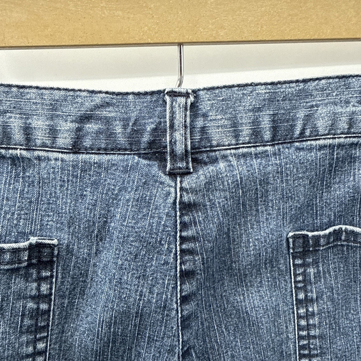 Ruby Rd Petite Straight Leg Jeans Blue Denim Sz 16P Zip Button Elastic Sides