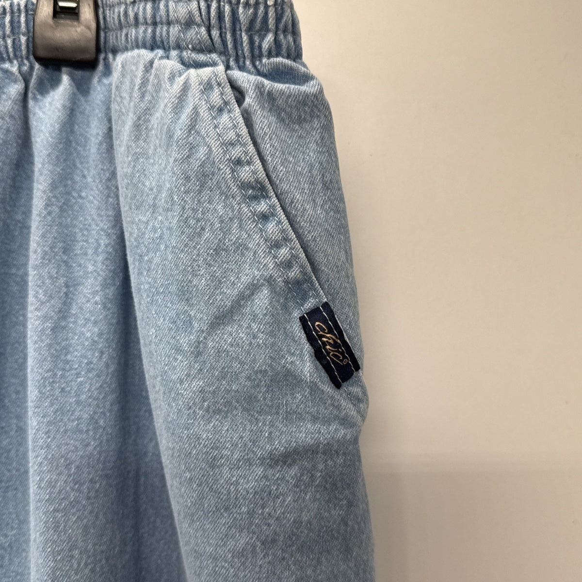Chic Womens 24W Jeans Pull On Elastic Waist Blue Light Wash Pockets Casual