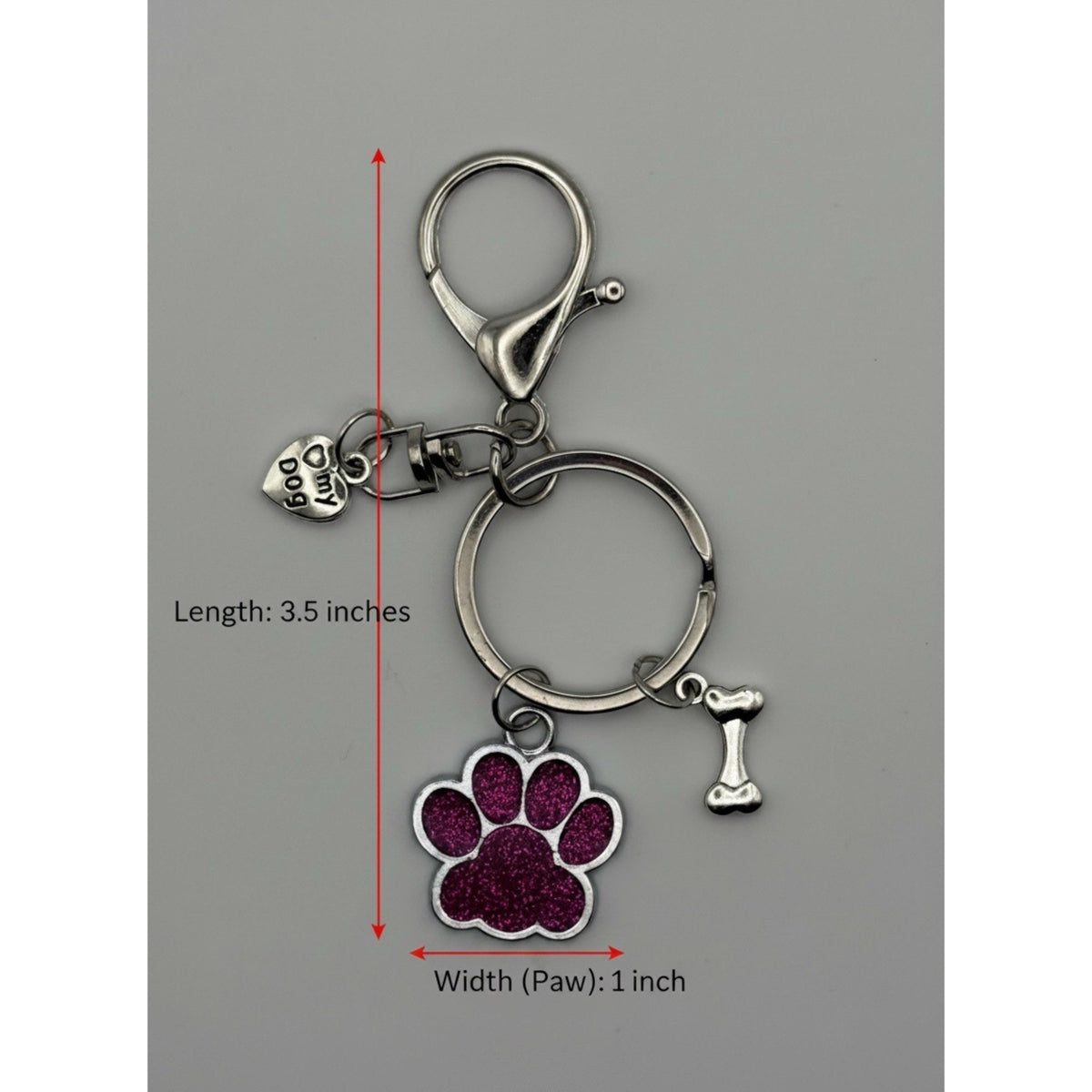 Wild Berry Spark Paw Glitter Dog Keychain Purse Charm Dog Mom Gift Handmade