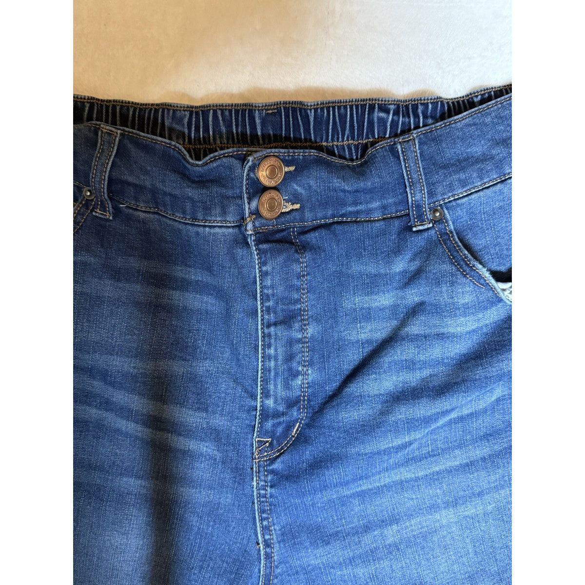 Terra & Sky Women 1X 16W 18W Ankle Jeans Stretch back Elastic Waist Straight Leg