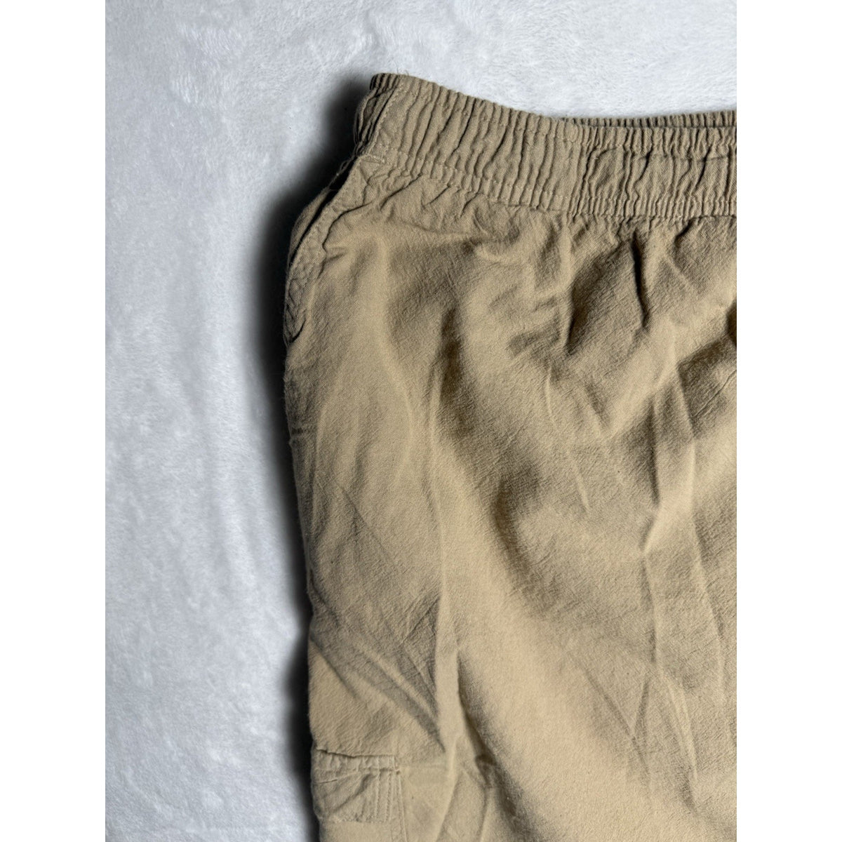 Basic Editions Womens 2X Khaki Cargo Shorts Elastic Waist Cotton Relaxed NWT