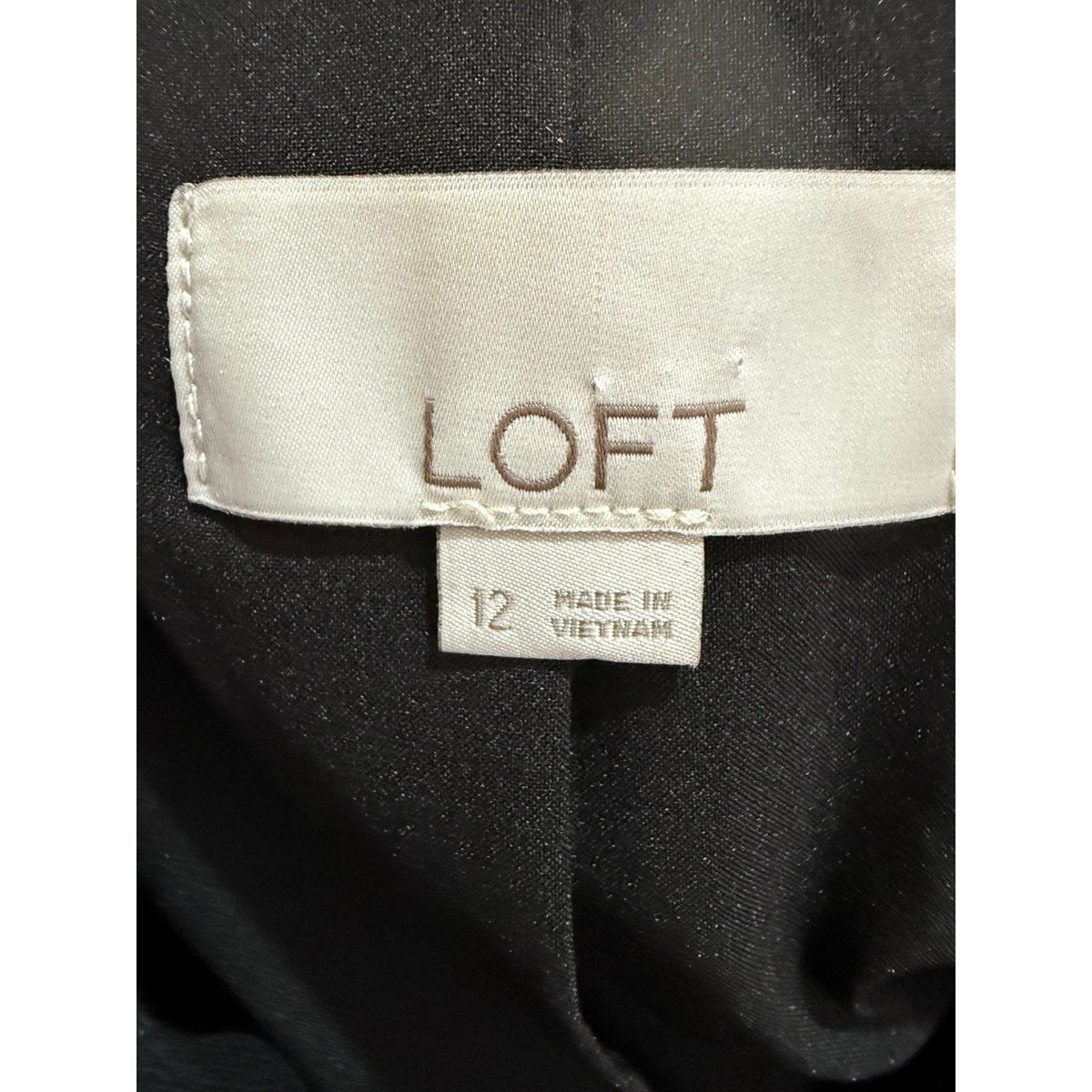LOFT Black Blazer – Size 12 – Stretch Cotton Blend – Classic Tailored Fit